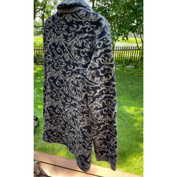 A. Ida Made In Italy Wool Blend Navy & Gray Patterned Knit Cardigan Sweater Jack - Picture 7 of 9